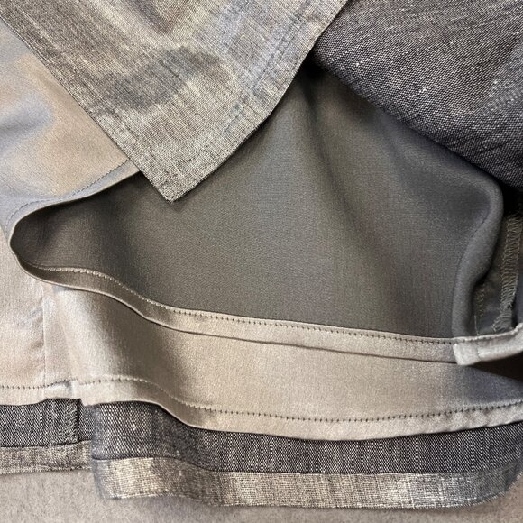 Eileen Fisher Faux Wrap Skirt Size Petite M Silver Metallic Linen Blend - Picture 7 of 9